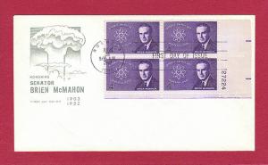 1962 4c Brien McMahon, Atomic Energy #1200, PB4, FDC, HF