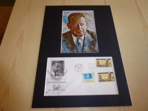 Dag Hammarskjold UN Art Postcard and 1962 USA FDC mount matte size A4