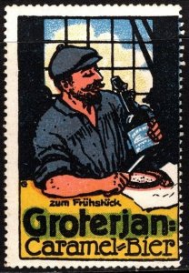 Vintage Germany Poster Stamp Groterjahn Caramel Beer Groterjahn Brewery, Berlin