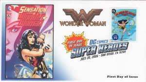 AO-4084m-1, 2006, DC Comics Super Heroes, Wonder Woman Cover, FDC, Add-on Cachet