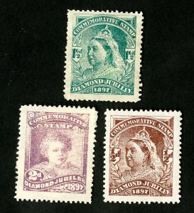 Great Britain Stamps VF OG Hinged 1897 Diamond Jubilee Set of 3