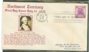 US 837 1938 3c Northwest Territory on an addressed FDC with a Crocby cachet