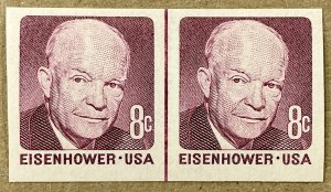 1402a 8 cent VF MNH Eisenhower IMPERF COIL LINE PAIR ERROR  1971