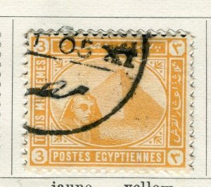 EGYPT; 1888 early classic Sphinx Pyramid issue fine used 3m. value