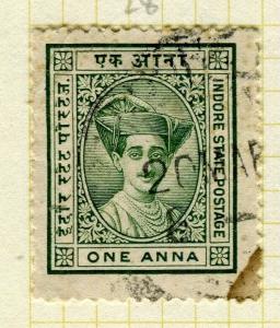 INDIA; INDORE 1927 early pictorial issue fine used 1a. value