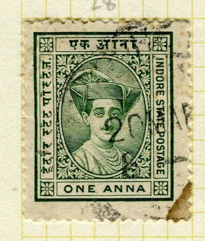 INDIA; INDORE 1927 early pictorial issue fine used 1a. value