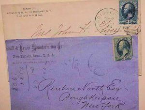 US CONN 2 AD COVERS 1880'S