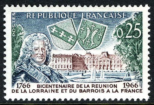 Francia 1157 ,Mnh.reunion de Lorraine y Barra con Francia,200th Anniv.arms,1966