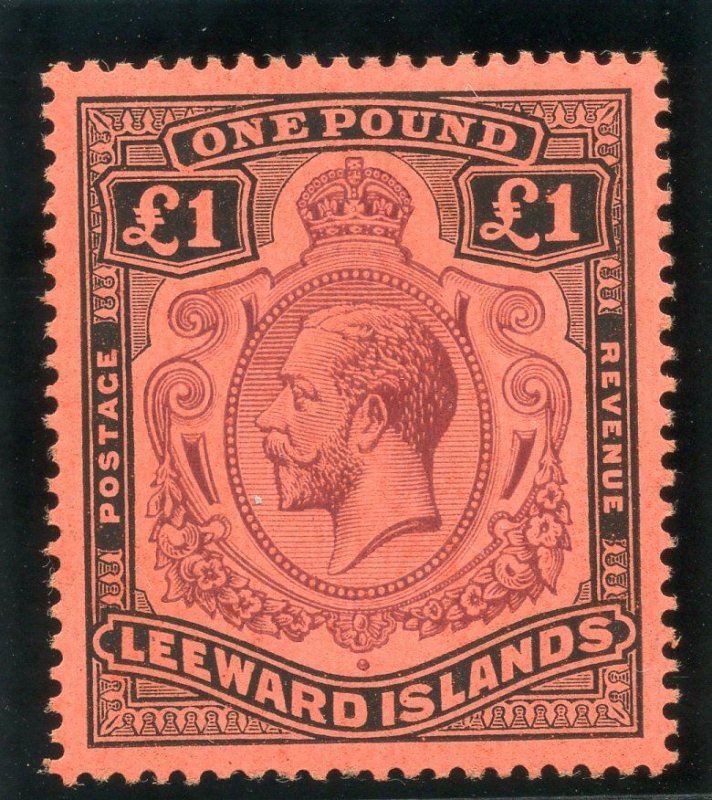 Leeward Islands 1928 KGV £1 purple & black/red superb MNH. SG 80. Sc 83.