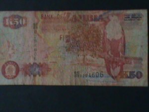 ZAMBIA-1992-BANK OF ZAMBIA-$50 KWACHA-CIR-VF-32 YEARS OLD-WATER MARK