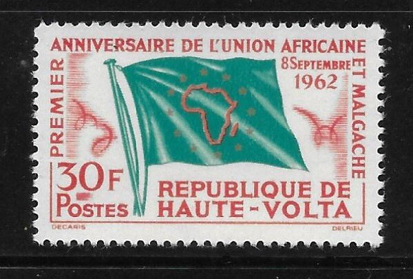 Upper Volta 1962 African Malgache union issue Flag Sc 106 MNH A2015