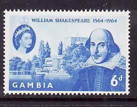 Gambia-Sc#192- id7--unused light hinged Omnibus  set-Shakespeare-1964-