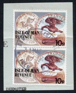 Isle of Man 2 x 10p Multicoloured QEII Pictorial Revenue CDS On Piece