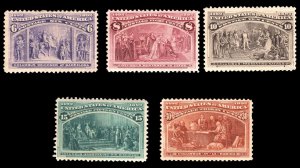 MOMEN: US STAMPS #235-239 MINT OG H LOT #76743*