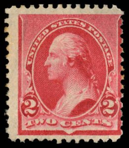 US Sc 220 MINT NO GUM - 1890 2¢ - Washington; Soft Porous Paper