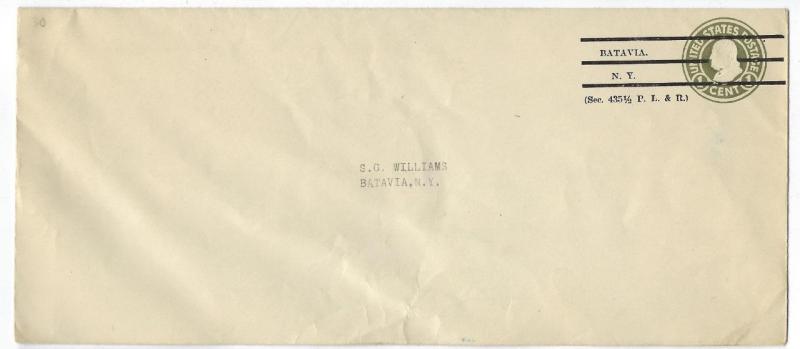 Bulk Precancel USA Postal Stationary Cover - Batavia, NY (#H9)