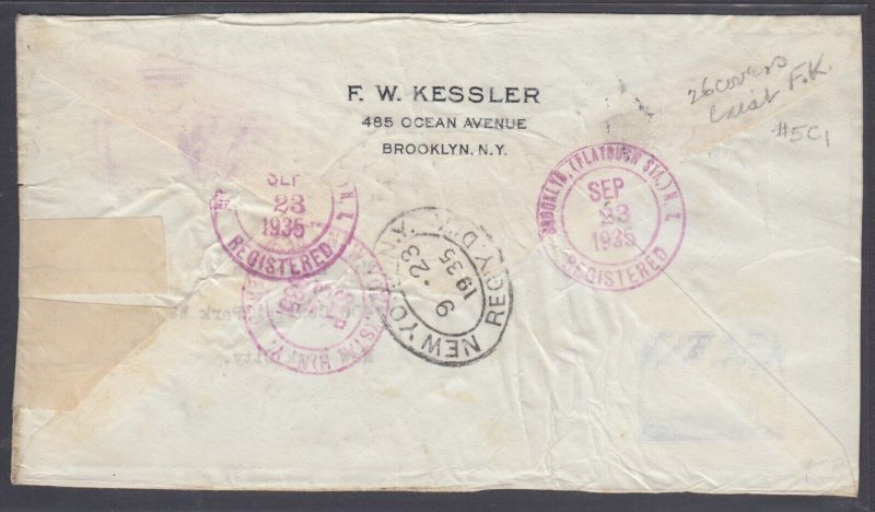 1935 FIRST AMERICAN ROCKET FLIGHT registered crash cover (E-Z 5C1), 28 recovered