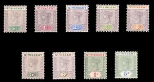 St. Vincent #62-70 Cat$167.50, 1896 Victoria, complete set, hinged