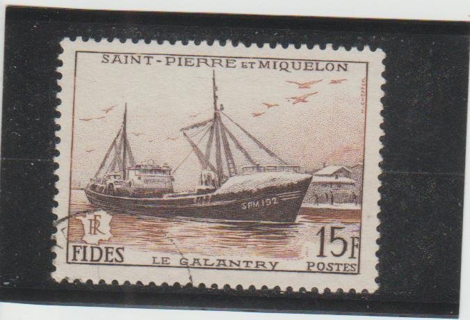 St. Pierre & Miquelon  Scott#  350  Used  (1956 Le Galantry)