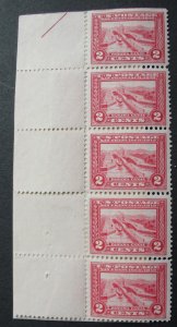 US Sc. # 398 Strip of 5 MNH w/OG