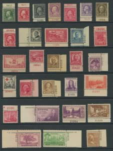 USA - Old Mint Plate # Single Collection - 129 Diff - Mostly pre 1940 See scans