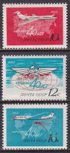 Russia 1963 Sc C101-3 Aeroflot Emblem Civil Air Fleet 40th Anniversary Stamp MNH