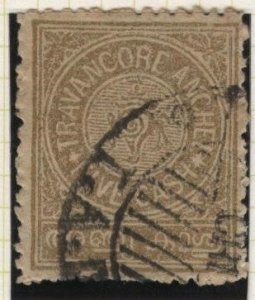 India: Travancore 21 (used) 5ca conch shell, bister (1921)