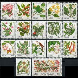 PALAU 1987 - Scott# 126-42 Flowers Set of 17 NH