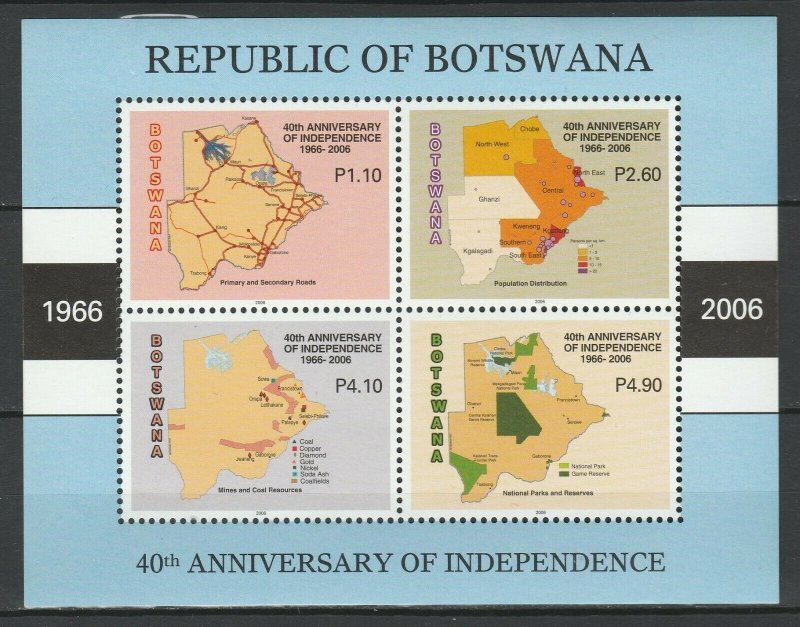 Botswana 2006 Maps, Flags MNH Block