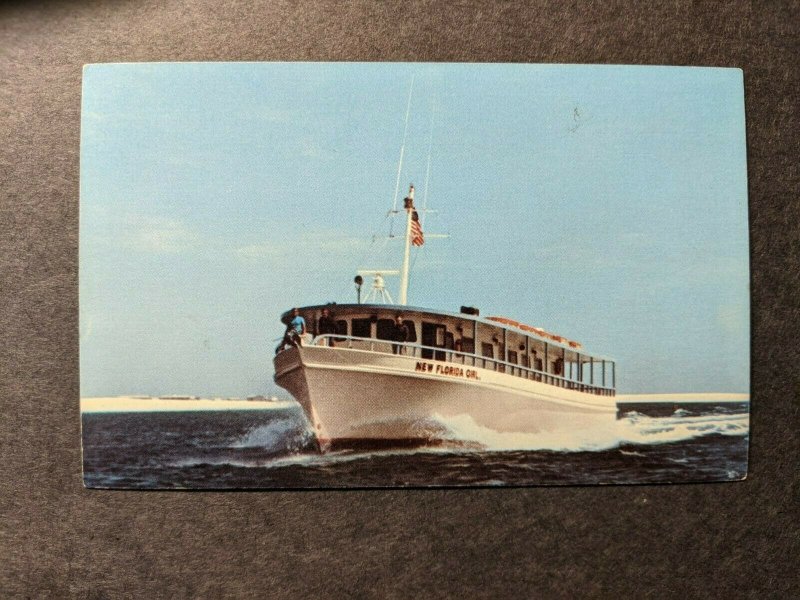 DEEP SEA FISHING BOAT NEW FLORIDA GIRL, DESTIN, FL Naval Cover unused  postcard