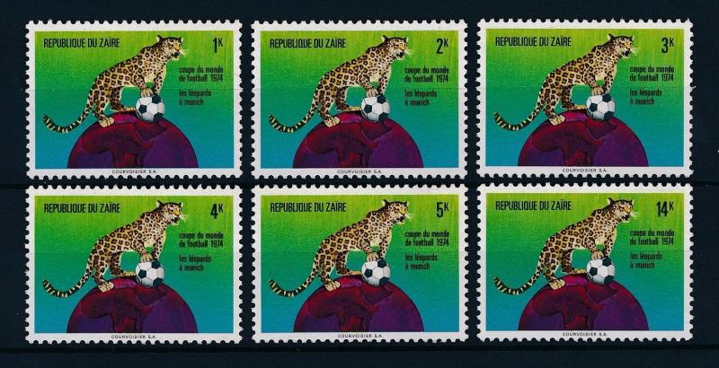 [41972] Congo Zaire 1974 Wild Animals Leopard World Cup Soccer Football MNH