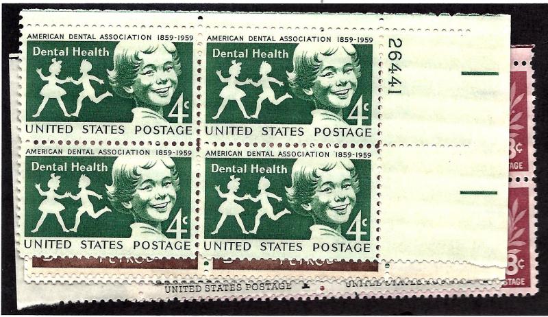 1129,1130,1132-1135 Mint,OG,NH... (6) Plate Blocks of 4 from 1959...  SCV $6.00