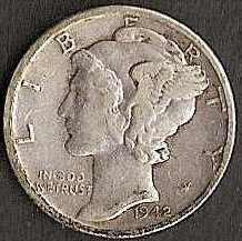 1942-D Mercury Dime - VF