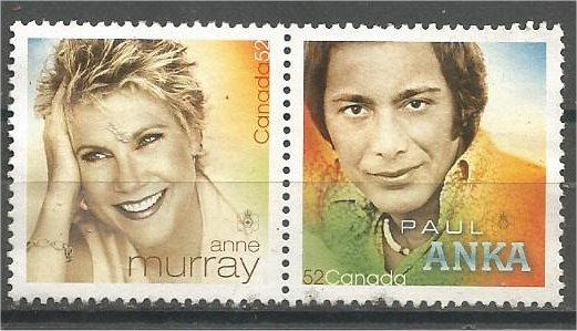 CANADA, 2007, mint 52c pair, Paul Anka Scott 2222 no gum