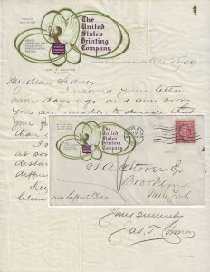 Ephemera: 1909 - U. S. Printing Company Advertising Envelope and Stationery