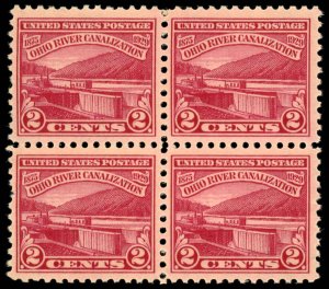 US Sc 681 MNH BLOCK of 4 - 1929 2¢ - Ohio River Canalization