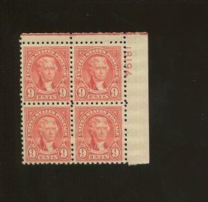 United States Postage Stamp #590 MH F/VF Plate No. 18194 Block of 4