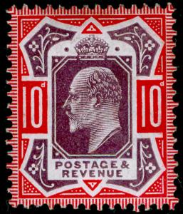 SG256 SPEC M43(-), 10d slate-purple & scarlet (CHALKY), M MINT. UNLISTED.