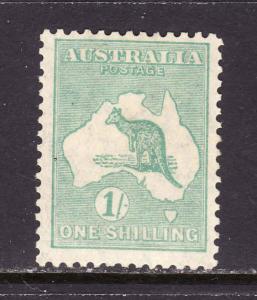 Australia-Sc.#98-unused heavy hinged 1sh blue green-Kangaroo-1929-30-