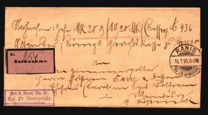 Germany 1895 Nachnahme Ranis Stampless Cover - Z17070