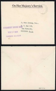 Cayman Islands 1969 stampless OHMS cover to Trinidad GEORGETOWN pmk