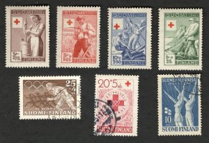 1946-52 Ass't lot Finland Sc #266 #B106 #B113 used stamps #B74-77 MH stamps