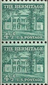 # 1059 MINT NEVER HINGED Line Pair ANDREW JACKSON'S HOME Cat $14.00