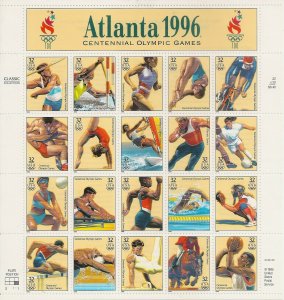 US 3068 Atlanta Olympic Games 32c sheet 20 MNH 1996