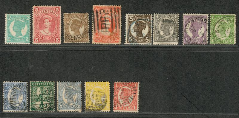 Queensland Sc#130-142 Used/F, Partial Set, 142 NG, Cv. $243.35