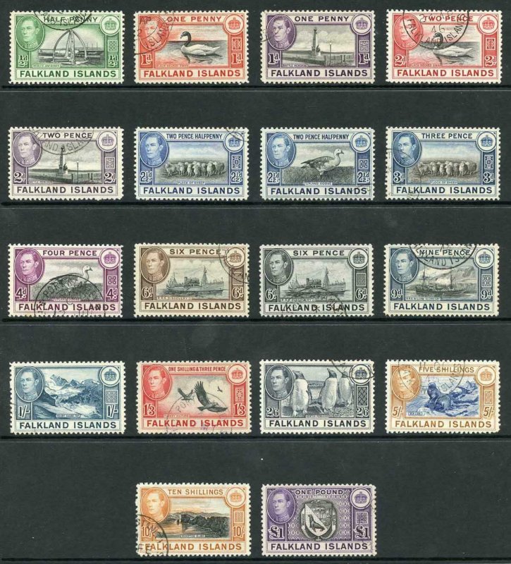 Falkland Is SG146/63 KGVI Set of 18 Fine used