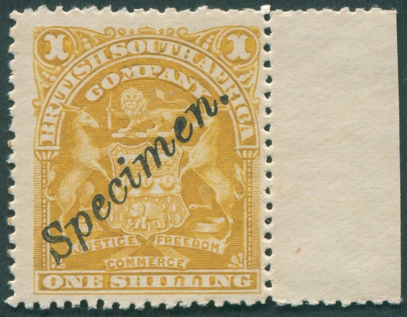 Rhodesia 1898 1s bistre Specimen SG84s