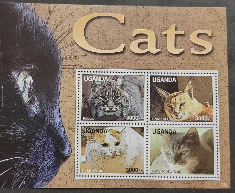 SL) UGANDA, CATS, FELINE, ANIMALS, SOUVENIRS SHEET