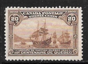 Canada 103: 20c Cartier's Arrival Before Quebec, unused, NG, F-VF