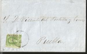vtaeb.J) 1857 MEXICO, HIDALGO'S HEAD, 2 REALES, CIRCULATED COVER, FROM MEXICO
